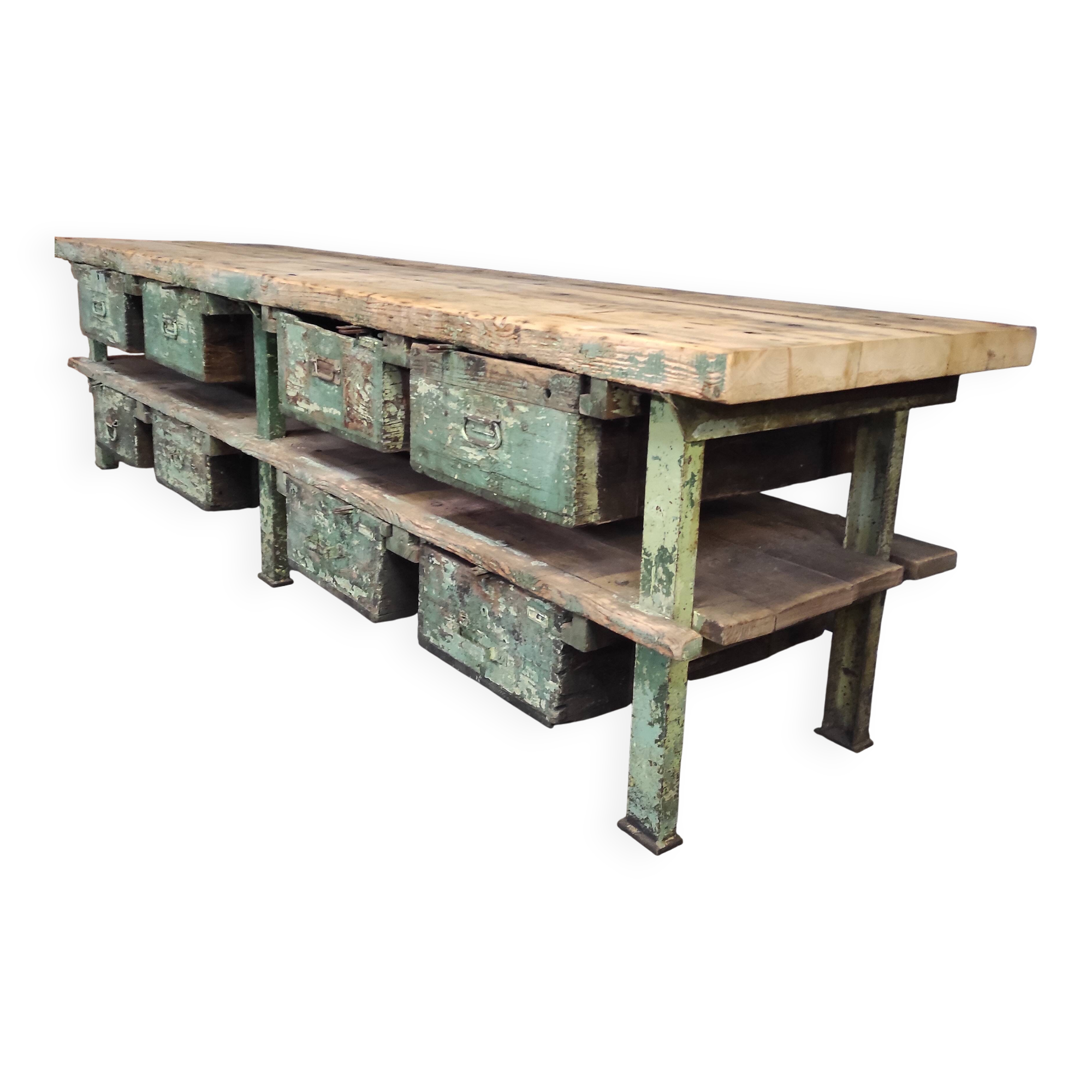 Industrial workbench – metal drawer cabinet with 8 drawers