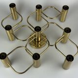 60s 70s 9-bulb ceiling lamp from Leola Leuchten Germany in brass