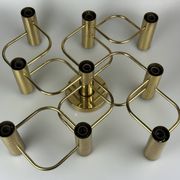 60s 70s 9-bulb ceiling lamp from Leola Leuchten Germany in brass