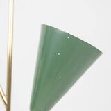 Stilnovo. 3-light lamp in sheet metal and brass. 1960s.