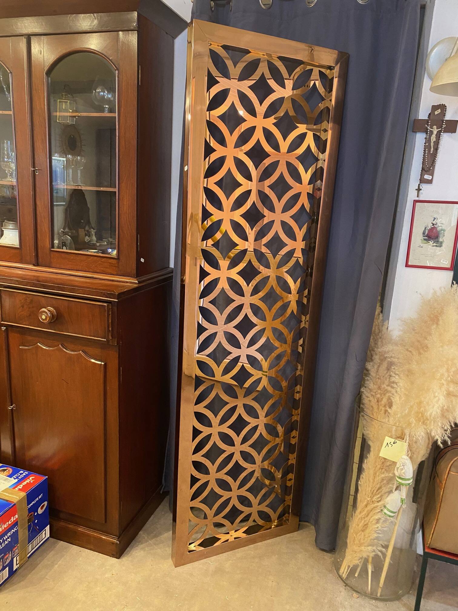 Vintage copper screen panel, sculpted, 1970s/80s, metallic color