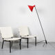 Set of 2 Industrial minimalist black metal tube frame chairs, 1960s