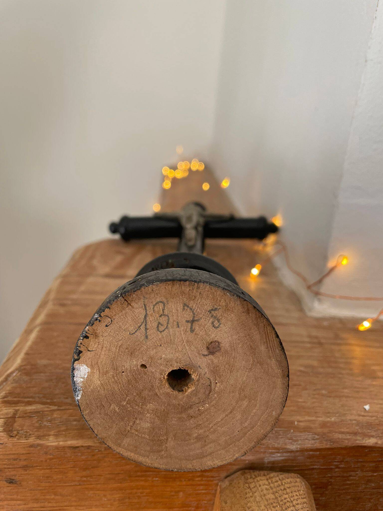 Blackened wood crucifix on base (26 cm)