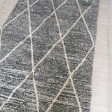 Tapis berbère béni ouarain véritable noir et blanc en laine