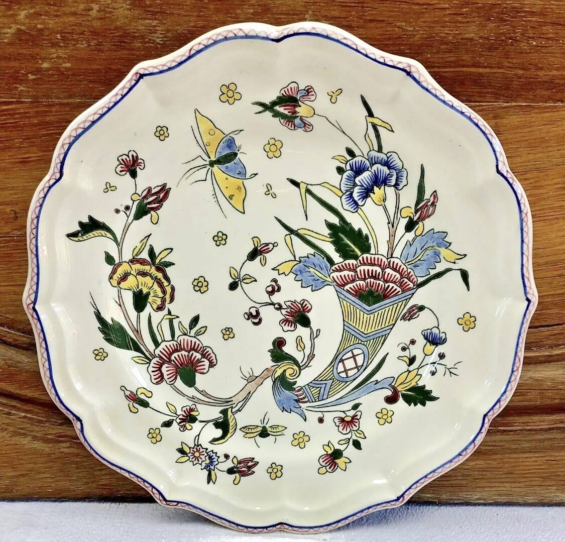 5 Gien dessert plates cornucopia decor 1960 1971