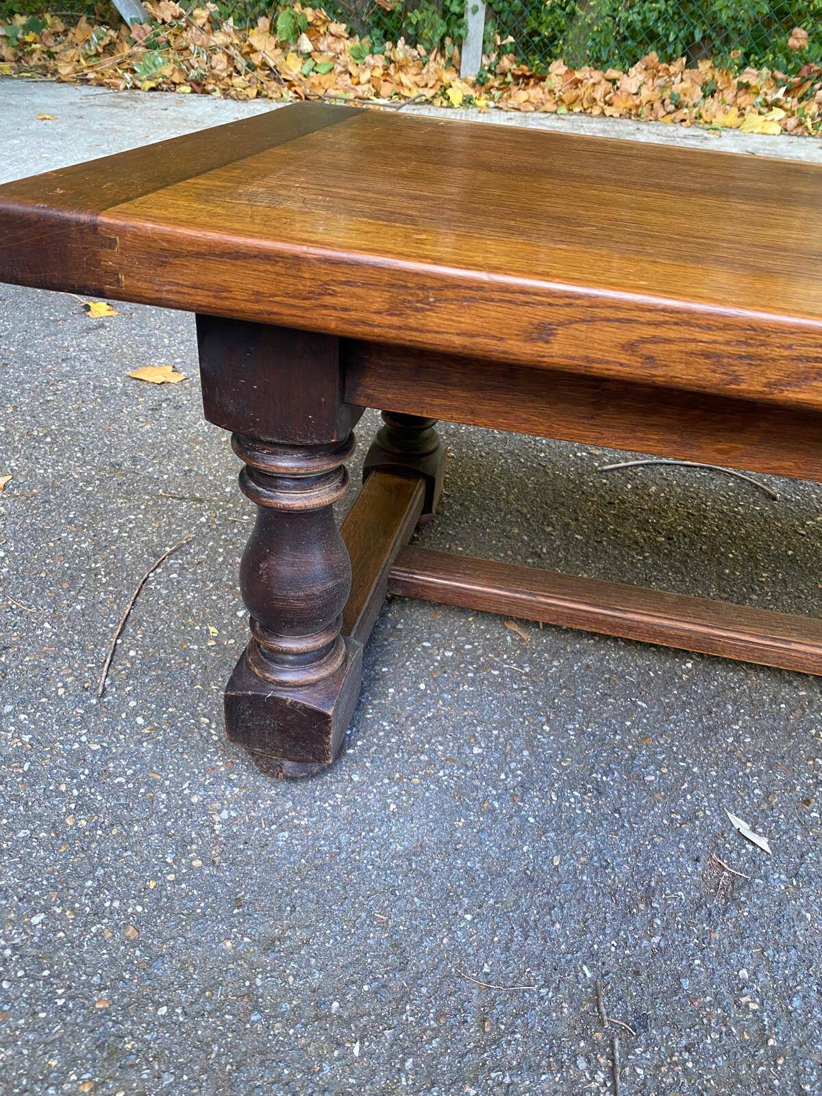Vintage 19th-century farmhouse bench in solid wood, 250cm