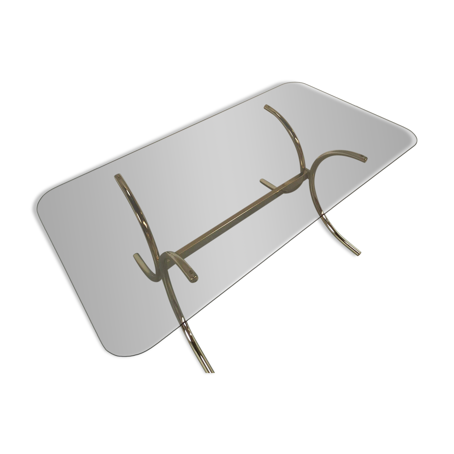 Smoked glass coffee table with gold-coloured legs from Sweden