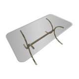 Smoked glass coffee table with gold-coloured legs from Sweden