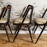 Set of 3 Thonet chairs, imitation leather