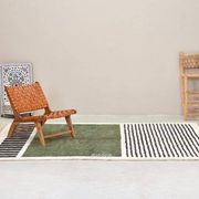 Handmade green and white Beni Ourain rug, size 1.4/2.6 m.