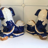 Vintage Chinese food dog ceramic Chinese blue and white dogs foo