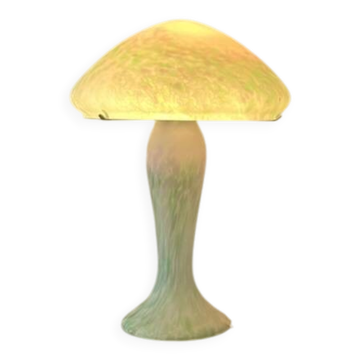 Grey-green mushroom lamp in glass