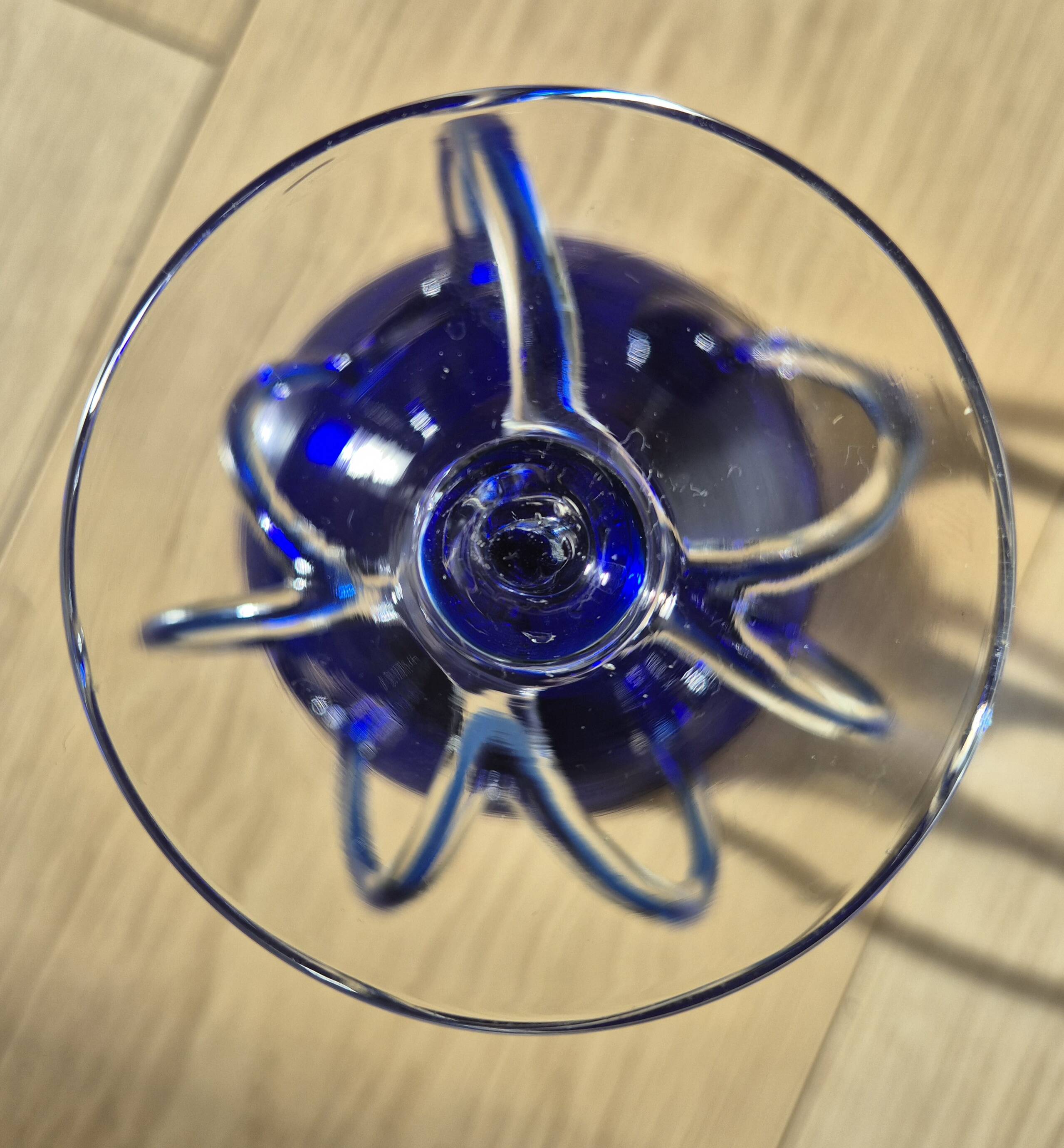 "Medusa" coupe in Jozefina Krosno style in blown glass – Cobalt Blue