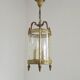 Vintage French Round Gold Metal and Brass 2 Light Lantern Ceiling Light 4724