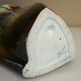 Vase en céramique émaillée, pièce unique, signé D. Prioton, col coquillage