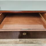 Executive Art Decò desk in exotic wood, glass, and brass