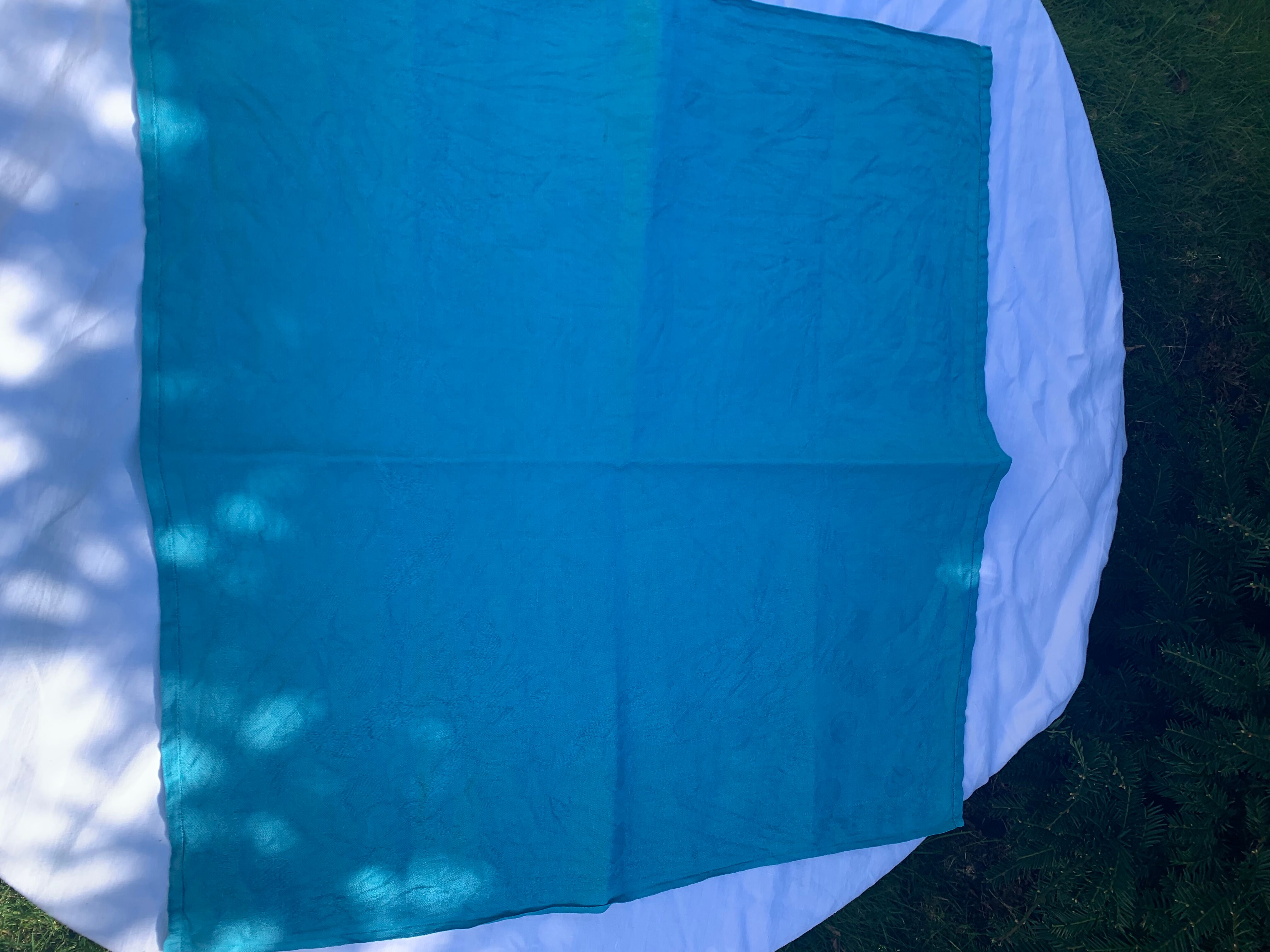 6 serviettes en coton damassées teintées bleues émeraude