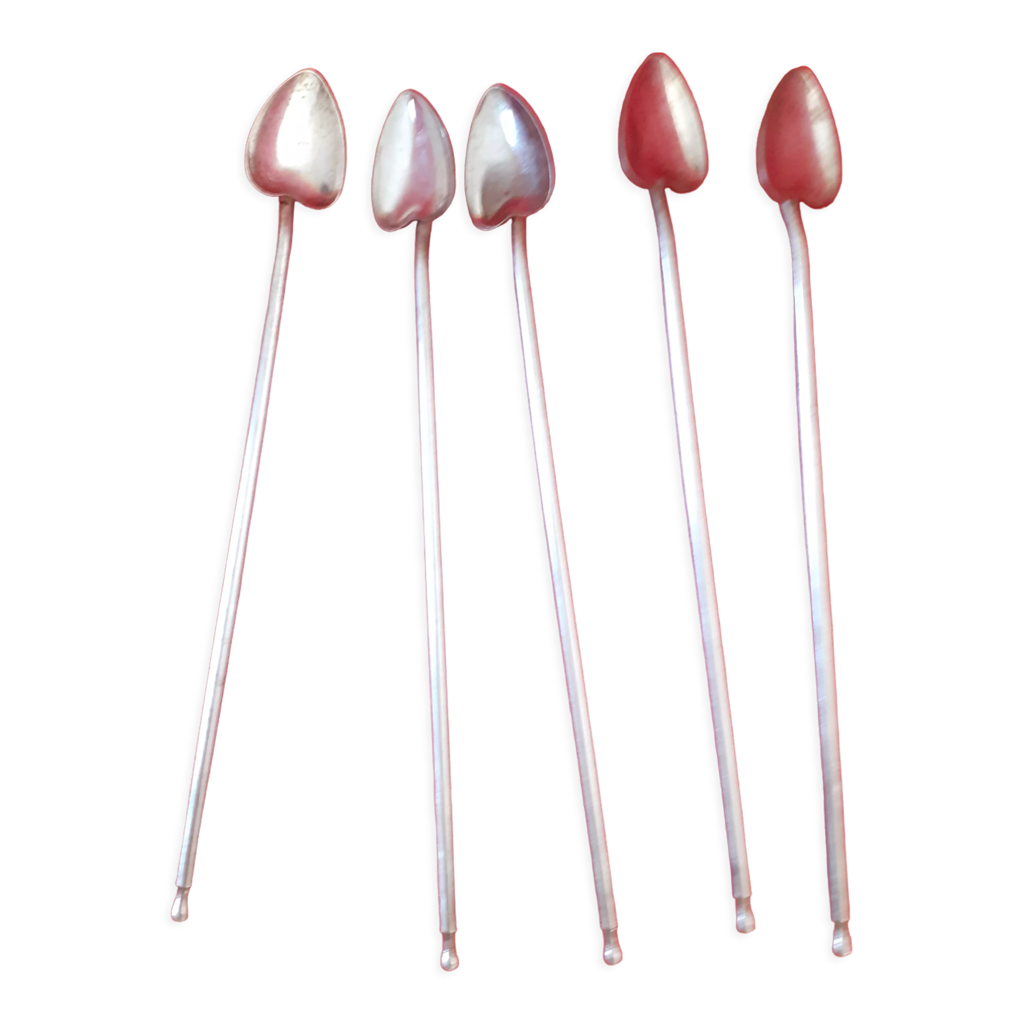 5 spoons silver metal straws for cocktail