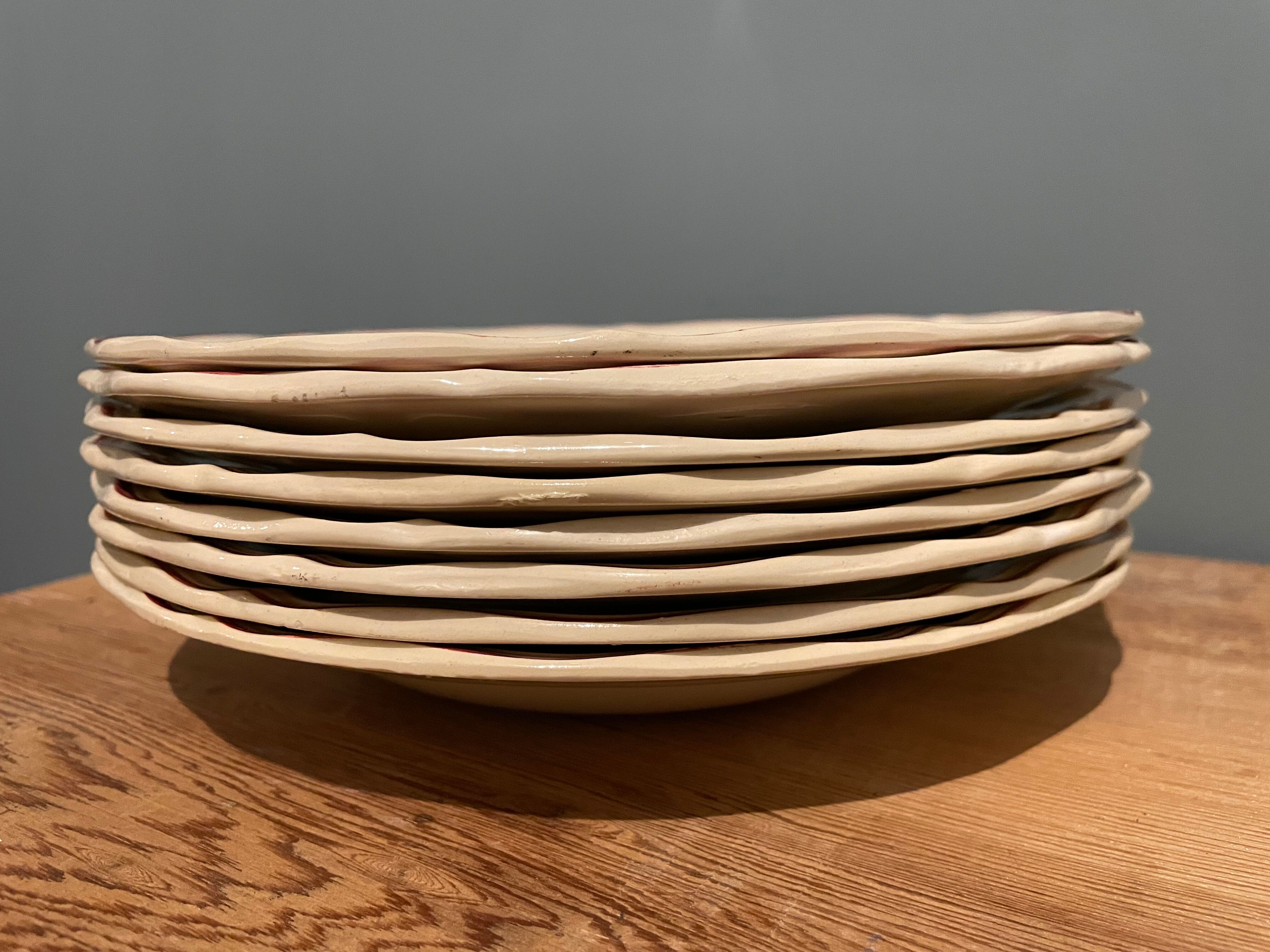 Set of 8 hollow plates in Earthenware Digoin Sarreguemines, Agreste model