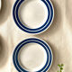 Set of 6 dessert plates in blue striped earthenware