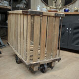Former factory cart on metal and wood wheels 1950