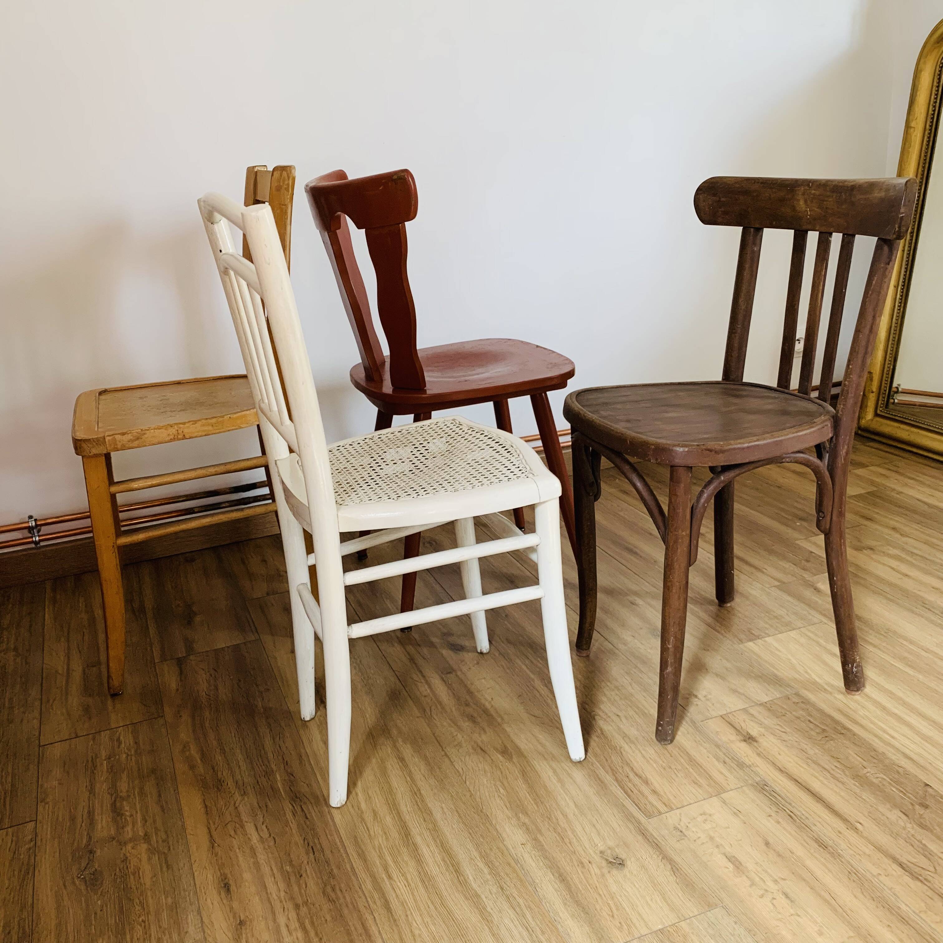 Set of 4 mismatched chairs