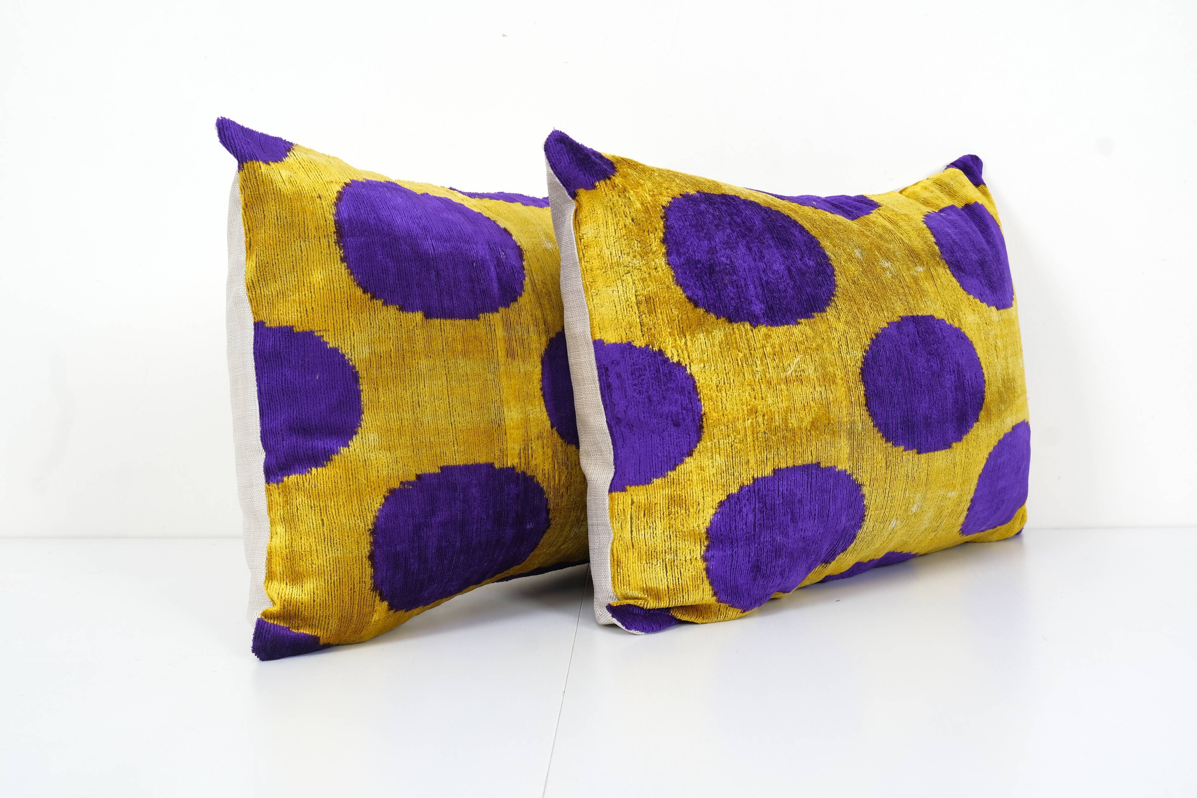 Silk ikat velvet lumbar pillow covers