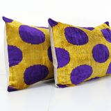 Silk ikat velvet lumbar pillow covers