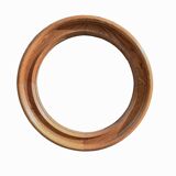 Old round wall mirror in solid wood - 51 cm