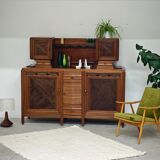 Buffet haut art and craft Art déco français en bois blond 1950 1960
