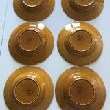 6 assiettes creuses ADP Luxceram ocre jaune Vintage