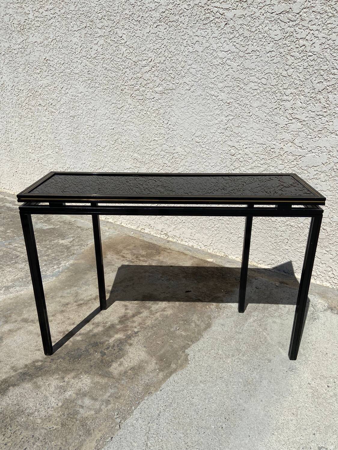 Pierre Vandel metal console with glass top