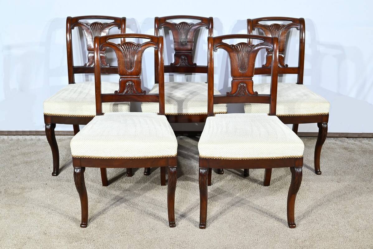 Suite of 5 Cuban Mahogany Chairs, Restoration Period – Early 19th Century