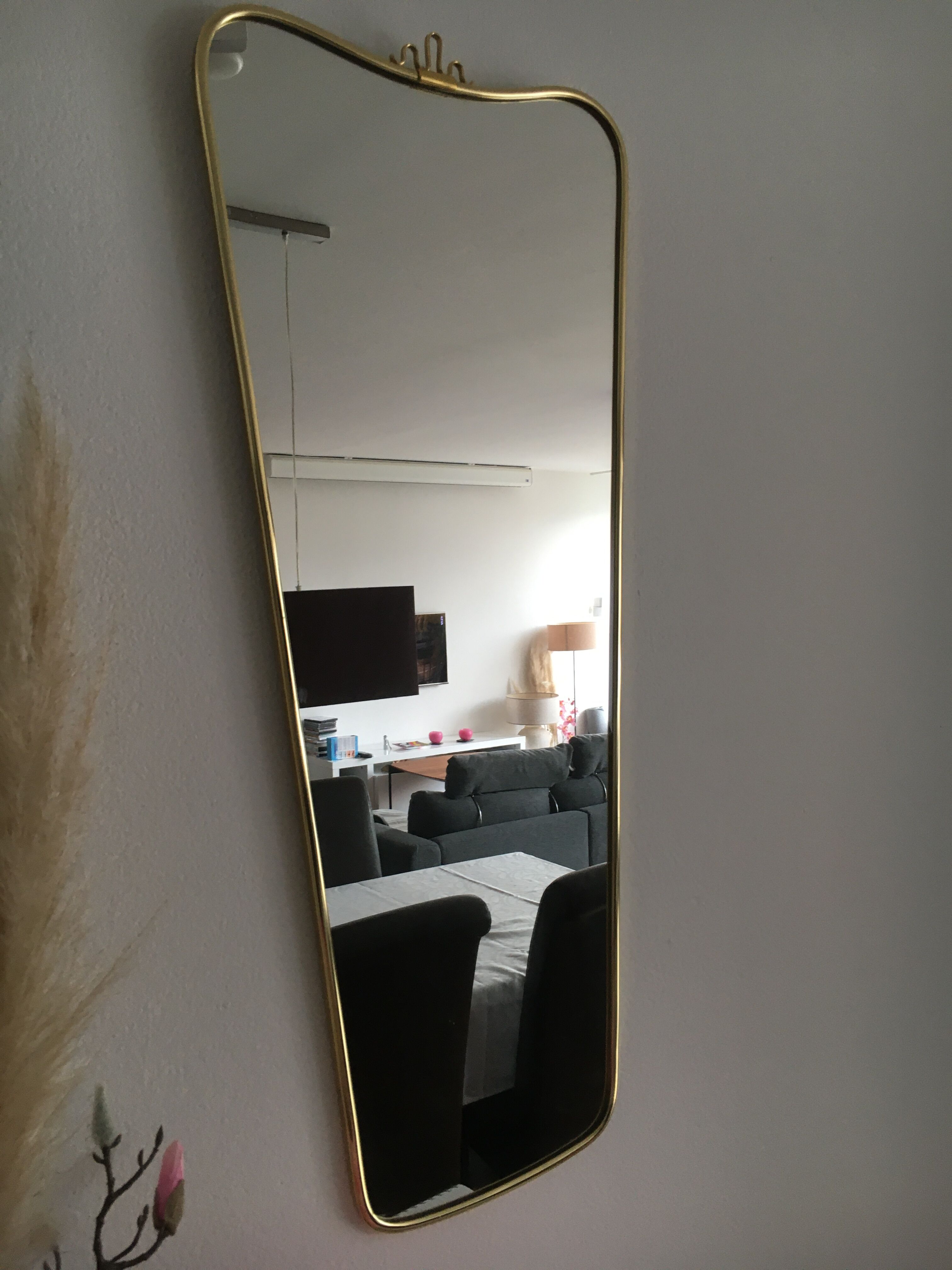 Large mirror brass mirror - 80cm x 35 cm- Lenzgold House