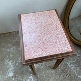 Table billot avec marbre rose art déco