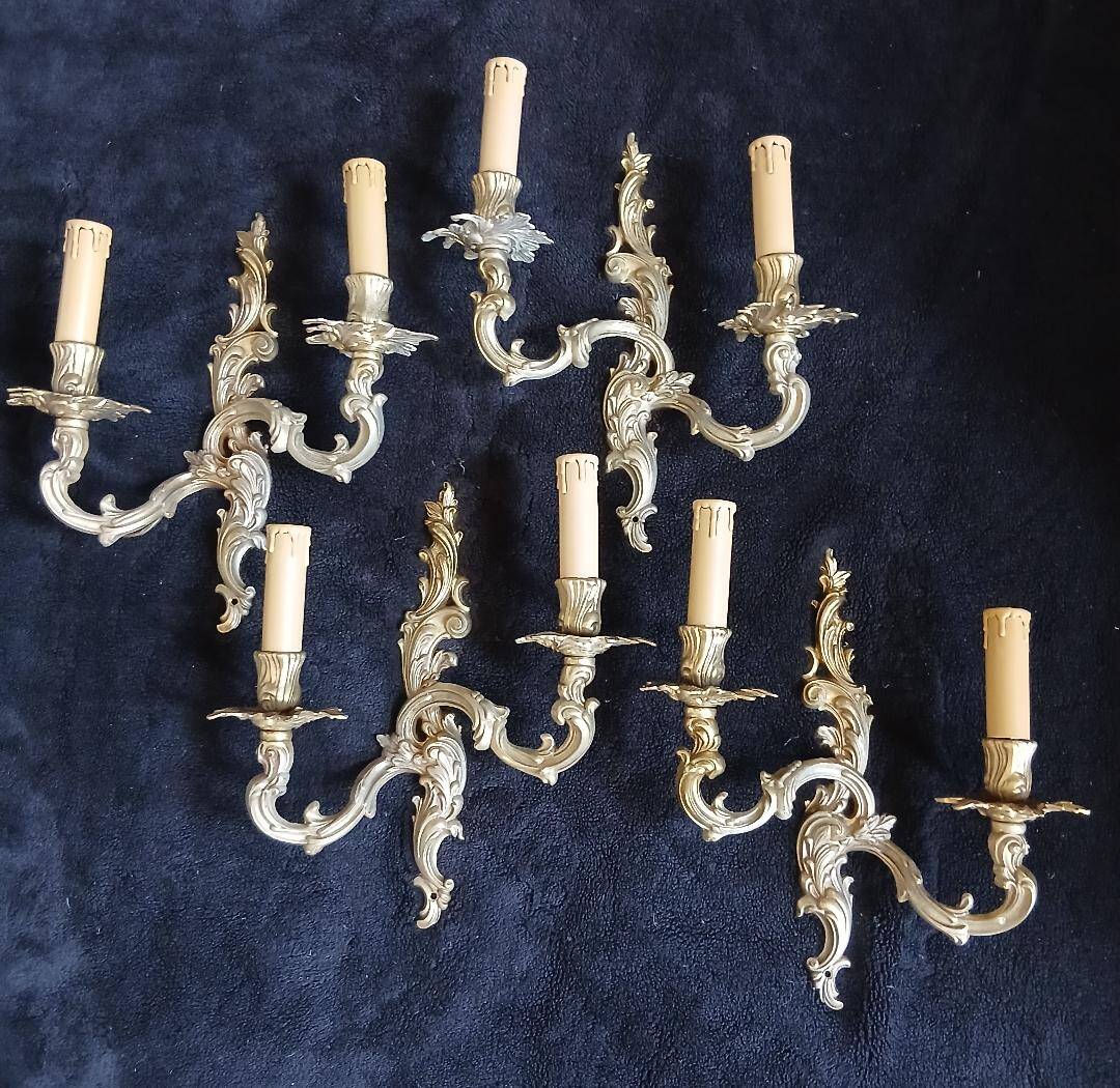4 splendid wall sconces candle holders bronze Louis XVI XV style