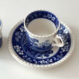 2 Spode Copeland “Blue Tower” Espresso Cups with Saucers – English Vintage