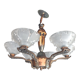 Chandelier suspension 6 branches Ezan France art deco