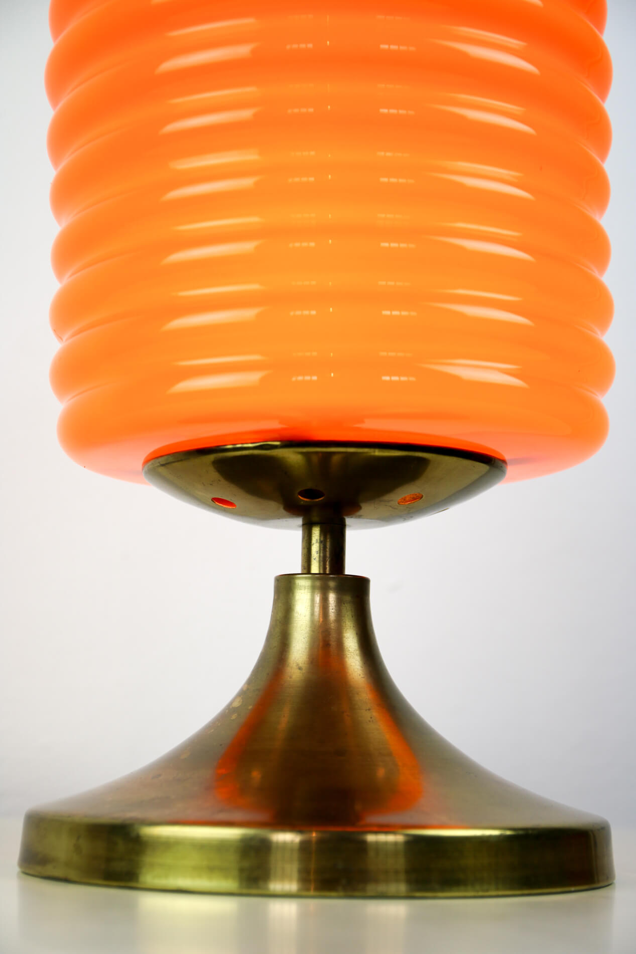Mid-century orange glass table lamp
