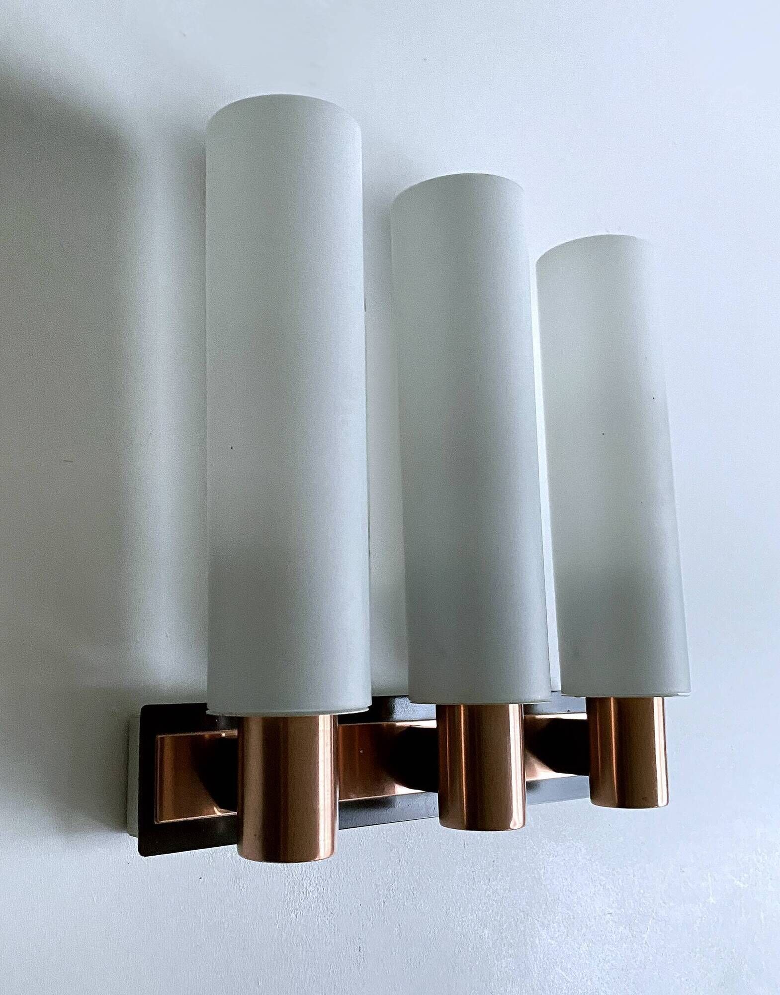 Vintage Scandinavian Triple Plique, 60s, Copper Glass