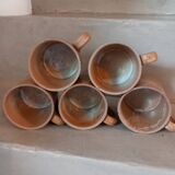 5 glazed stoneware cups