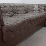 De Sede DS11 Patched Brown Leather Modular Sofa 6 Elements. Germany, 1970s