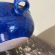 Blue glazed stoneware dish