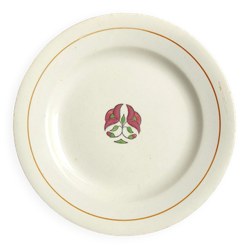 Assiette terre de fer Salins modèle sans souci ancienne crème fleurs