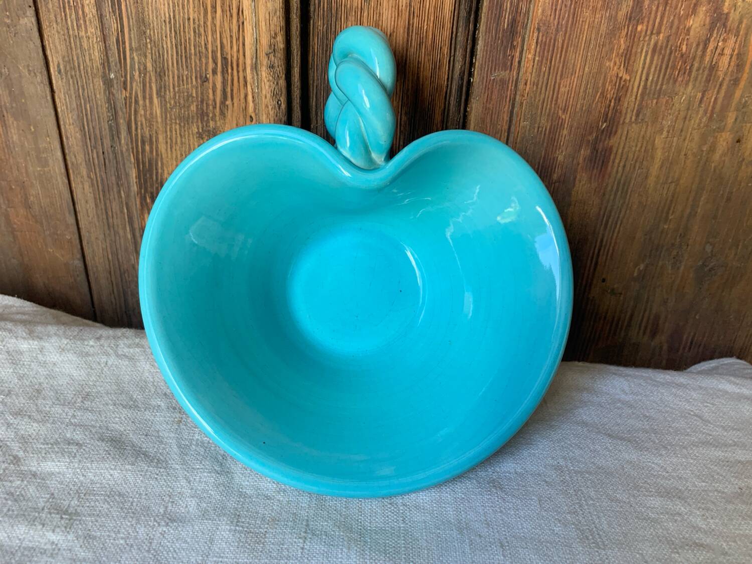Turquoise twisted ceramic trinket tray