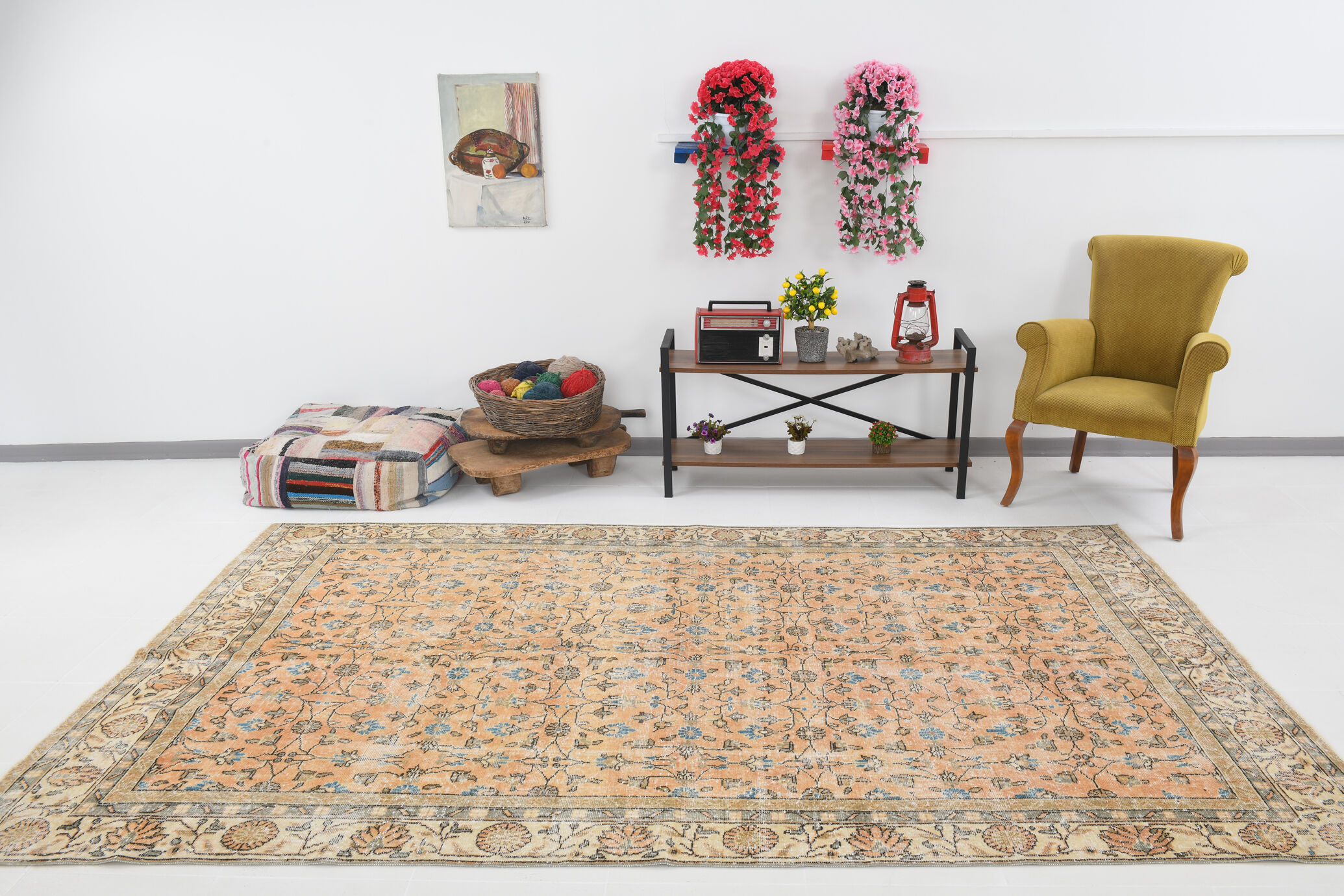 6x10 Pale Orange Floral Turkish Rug, 195x313Cm