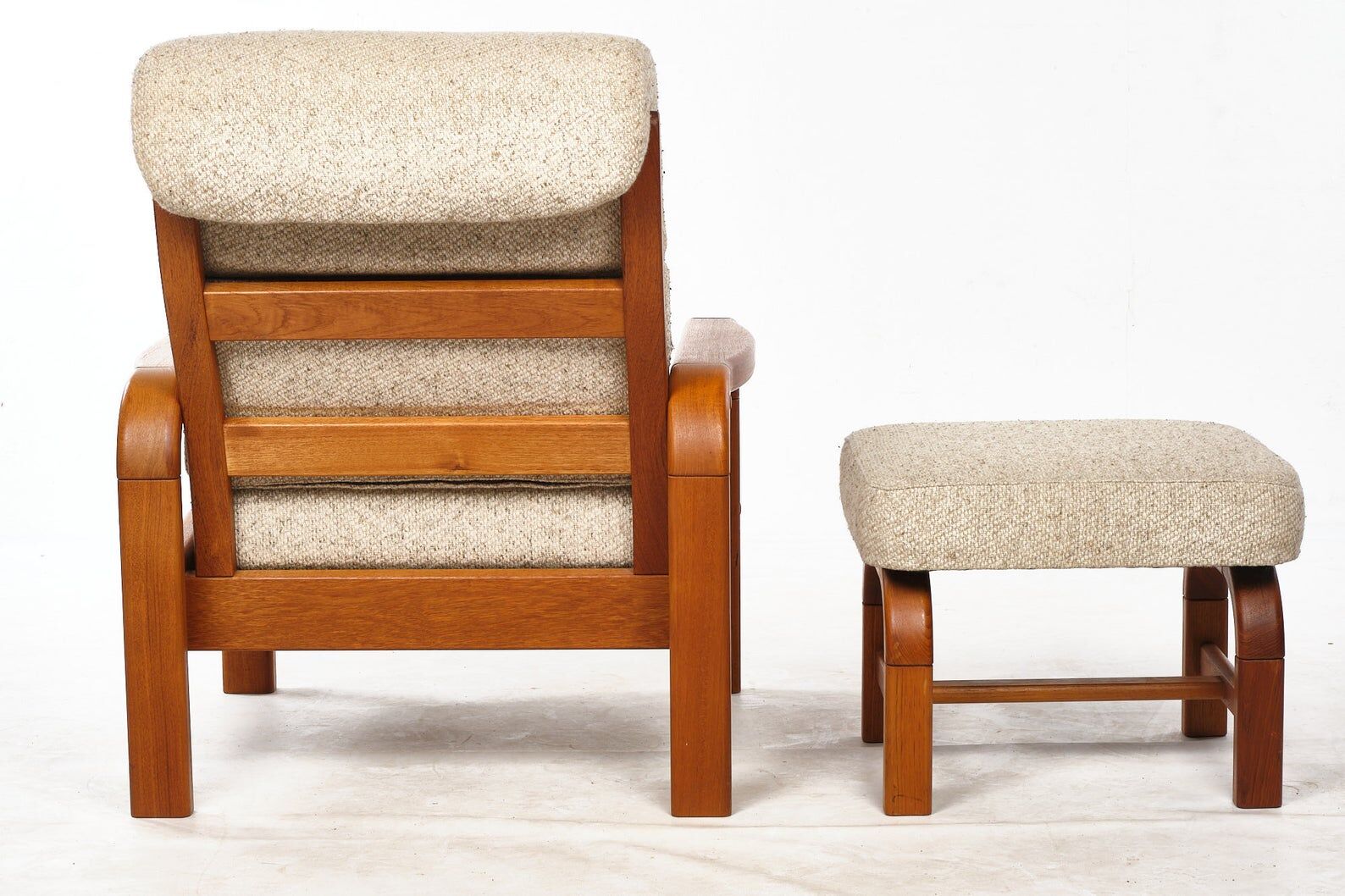 Vintage armchair with Denmark teak stool