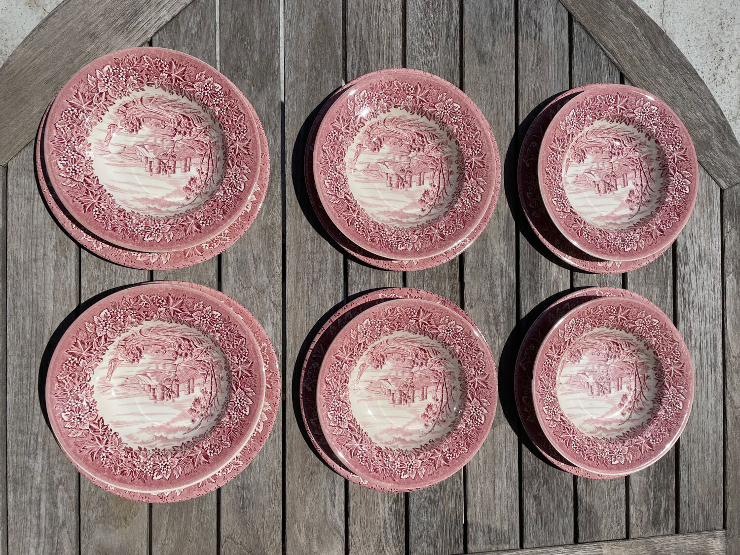 Lot 6 flat plates and 6 hollow English Iron Earth English Ironstone