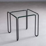 Minimalistic wireframe sidetable with glass top