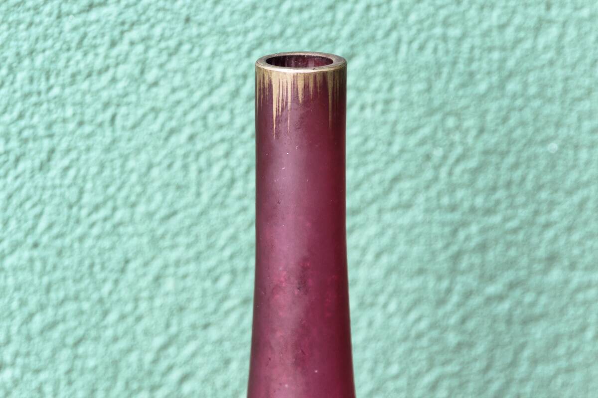 Blown soliflore vase in frosted glass, gold enameled